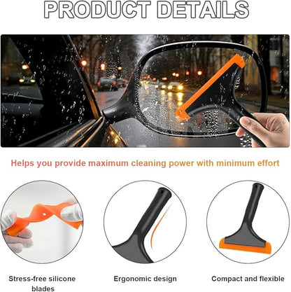 Small Silicone Window Squeegee, 5.9 Inch Car Windshield Water Blade Squeegee with Non-Slip Handle, All-Purpose Cleaning Squeegee for Car Windshield, Window, Mirror (Black)