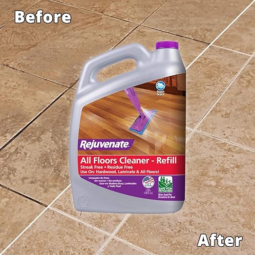 Rejuvenate Professional Wood Floor Restorer and Polish with Durable Finish Application High Gloss Finish 128oz & All Fllors Cleaner 128oz