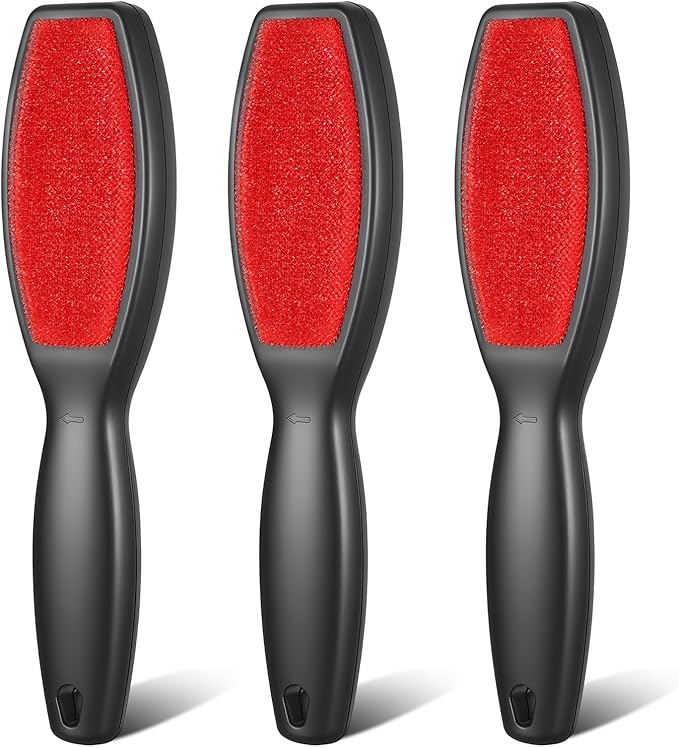 3 Pack Lint Brushes for Clothes, Double-Sided Lint Remover Brush, Reusable Pet Hair Remover, Sheet and Carpet Cleaning Brush for Clothes Sheet Carpet Furniture Fabric