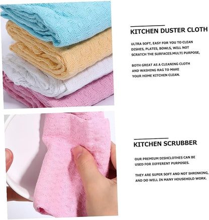 4pcs Cotton Dish Cloth Set, Absorbent Kitchen Cleaning Wipes, Sturdy Lint-Free Multipurpose Cloths for Dishwashing and Household Cleaning