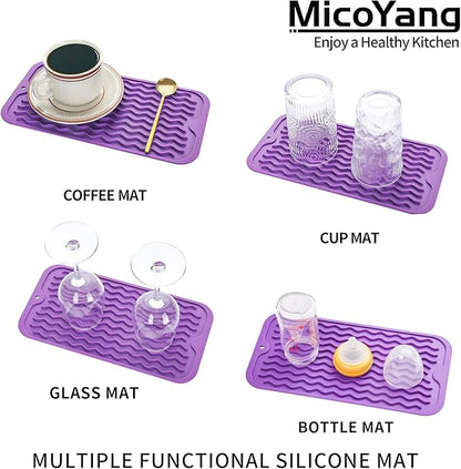 MicoYang Silicone Dish Drying Mat for Multiple Usage,Easy clean,Eco-friendly,Heat-resistant Silicone Mat for Kitchen Counter or Sink,Refrigerator or Drawer Liner Purple S 12 inches x 6 inches