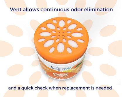 Bright Air 14 oz. Super Odor Eliminator, For Medium-Size Spaces, Mandarin Orange and Fresh Lemon Scent, Case of 6, Air Freshener, Natural Essential Oils, Lasts Up to 90 Days Each