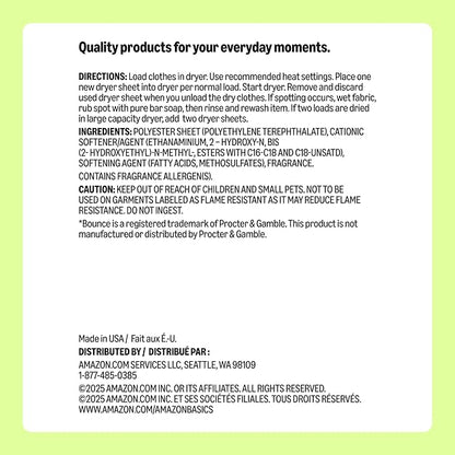 Amazon Basics Dryer Sheets, Fresh, Laundry Fabric Softener, 160 Count