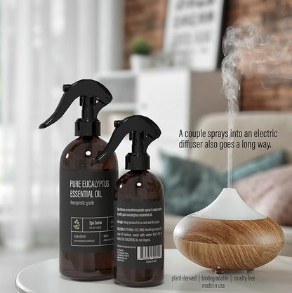 Spa Sense Pure Eucalyptus Oil Shower Mist and Steam Room Spray - Room Spray and Eucalyptus Spray for Shower - Premium Aromatherapy Eucalyptus Essential Oil Spray - 8 Ounce, 2 Pack