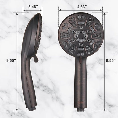 Cobbe 8-Setting Handheld Shower Head with High Pressure Shower Heads - Bathroom Showerhead Set - Detachable Showerhead with 5ft Stainless Steel Hose and Brass Swivel Bracket (ORB)