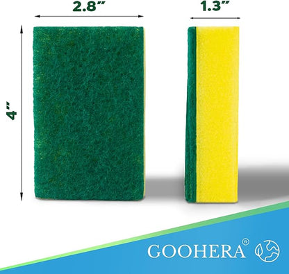 Heavy Duty Scrub Sponge for Cookware, Dual-Sided Cleaning Pot Scrubber, Odorless, Long-Lasting, Kitchen and Dishwashing Essential, Large & Thick 4 x 2.8 x 1.5 Inches, 18 Pack