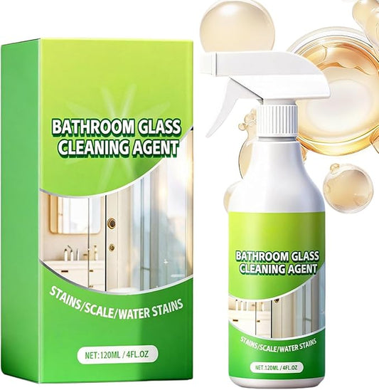 Bathroom Glass Cleaner – 120ml Household Solution, Water Stain Remover, Clear Spray | Quick Acting Formula, Shine Restore Care for Tiles Bathtubs Faucets Shower Heads Rooms