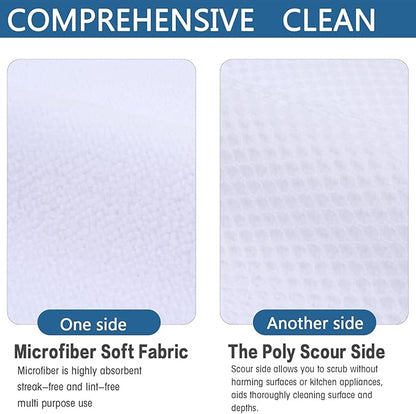 SINLAND Microfiber Dish Cloth Washing Cloths for Dishes Best Kitchen Cloths Cleaning Cloths Wash Cloth for Kitchen Poly Scour Side 12Inchx12Inch 20 Pack
