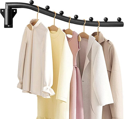 1pc Swing Clothes Hanger Rack, Wall Mounted Heavy Duty Folding Drying Rack, Space Saving Organizer for Bathroom, Bedroom, Laundry Room, Metal with Matte Black Finish