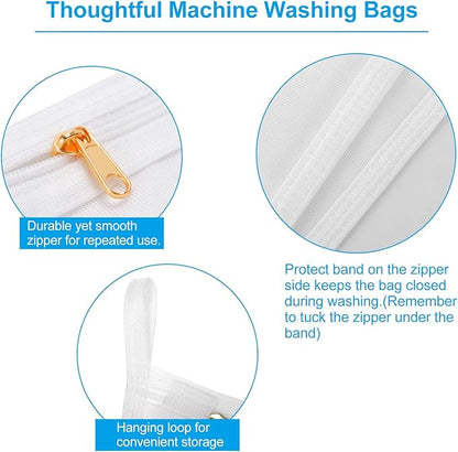 GOGOODA Delicates Laundry Bags, Fine Mesh Wash Bag for Lingerie, Underwear, Bra, Silk, Socks with Hanging Loop
