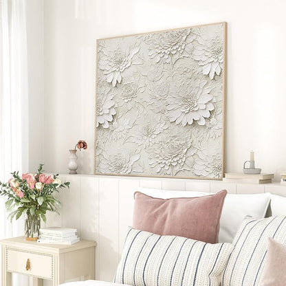 Beige Faux 3D Floral Peel and Stick Wallpaper Large Roll 17.5"x314" Removable Vintage Embossed Flower Contact Paper Waterproof Self Adhesive Wall Decor for Bedroom Living Room Cabinet Liner