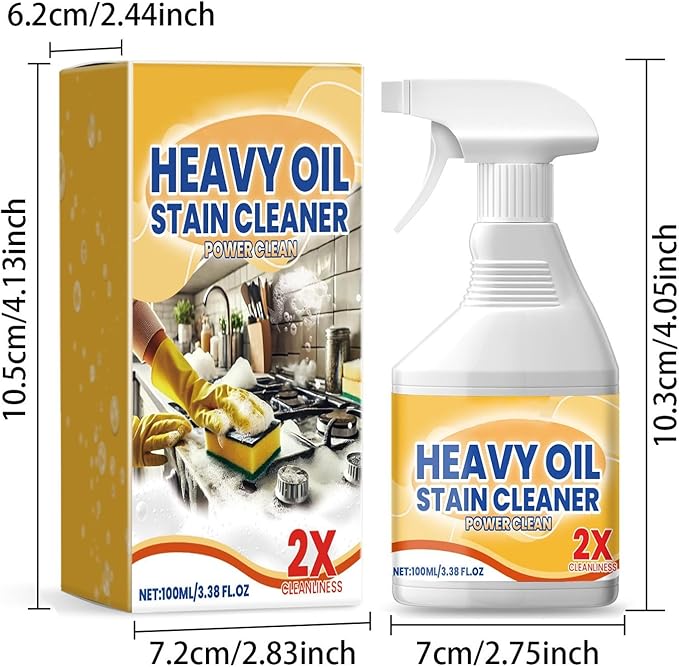 Kitchen Heavy Oil Cleaner Spray, 3.38 Oz All Purpose Kitchens Heavy Oil Cleaning Agent, Grease Remover, Multipurpose Kitchen Cleaner Spray for Stove, Oven, Dishwasher and Appliances (3PCS)