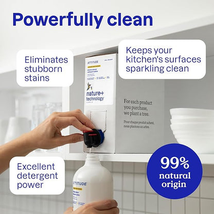 ATTITUDE Kitchen Cleaner Spray, EWG Verified, Powerful Degreaser, Cuts Grease & Grime, Plant-Based & Vegan, Citrus Zest Scent, 27.1 Fl Oz (Pack of 6)