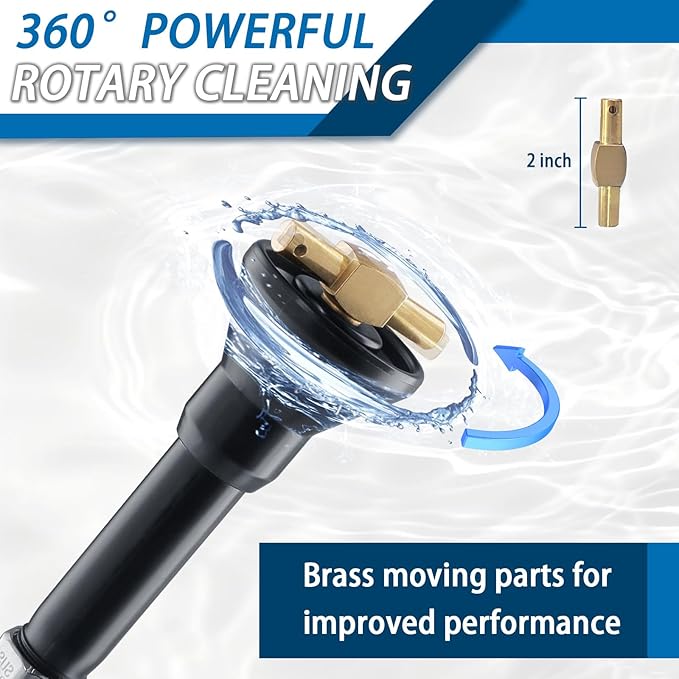 Rv Tank Rinser,61.5" RV Holding Tank Swivel Stik Rinser 304 Stainless Steel Hose with Flexible Rotary Cleaning Sprayer For Camper Toilet RV Black Water Tank Cleaner Wand and Garden (61in)