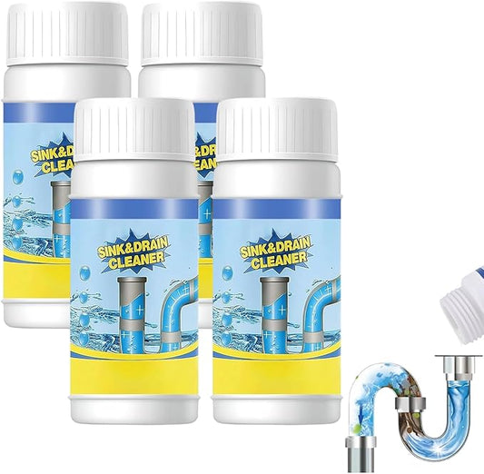 Sink & Drain Cleaner Powder, Quick Foaming Heavy Duty Clog Remover for Kitchen, Bathroom, Shower & Sewer Drains, 2026 New Multi-functional Pipeline Dredging Agent (4Pcs)