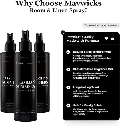 Fragrances - (Brazilian Summers) Linen & Room Spray (8oz) – Bedroom & Home Fragrance Mist, Long-Lasting Freshness To Brighten Up Your Space, Fabric & Air Freshener, Aromatherapy Scent Spray