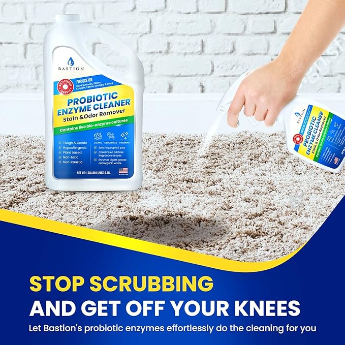 Bastion Probiotic Enzyme Cleaner - Professional Strength Solution -One Gallon- Natural Bio-Enzymatic Stain & Odor Remover - No Rinse Formula - Dye Free (Packaging May Vary)