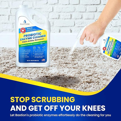 Bastion Probiotic Enzyme Cleaner - Professional Strength Solution -One Gallon- Natural Bio-Enzymatic Stain & Odor Remover - No Rinse Formula - Dye Free (Packaging May Vary)