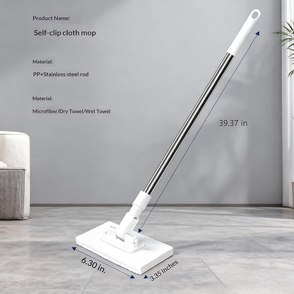 2026 New Lazy Mop Clip-on , Reusable Mini Mop with 4 Reusable Cloths, Automatic Cloth Change Function, Wet and Dry Dual Use, Zero-Touch Cloth Operation, Ideal for Floors and Walls
