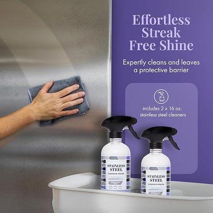 Therapy Stainless Steel Cleaner and Polish 100% USDA Biobased, Fingerprint and Residue Remover, Lavender Essential Oil Scent, Sink Cleaner, Grill Spray