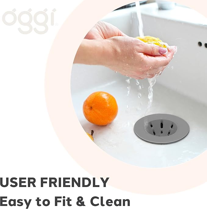OGGI Silicone Sink Strainer- Great Kitchen Sink Strainer, Sink Drain Strainer, Drain Stopper, Sink Plug, 4.6˝ Diameter Rim, Gray