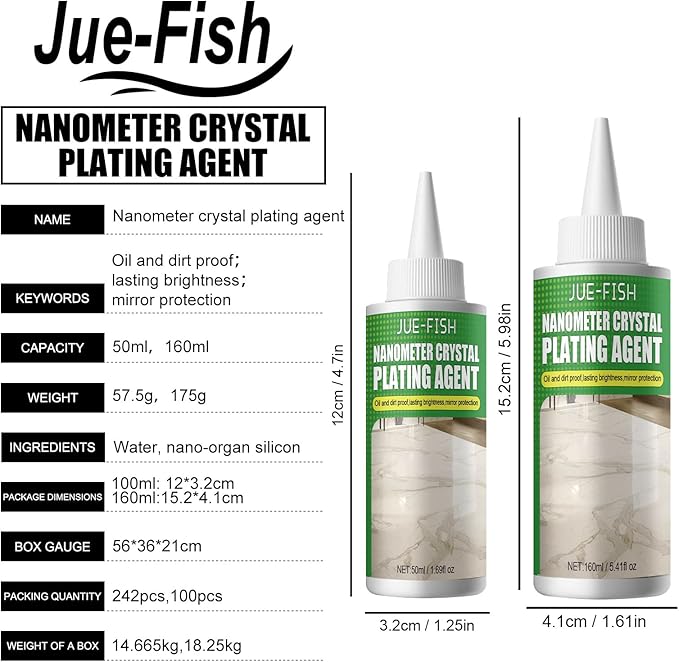 Marble Nano Crystal-Plating Agent, Stone Crystal Plating Agent, Nano Crystal Plating Agent for Kitchen, Marble&Granite&Quartz Countertop Cleaner and Polish (1PC)