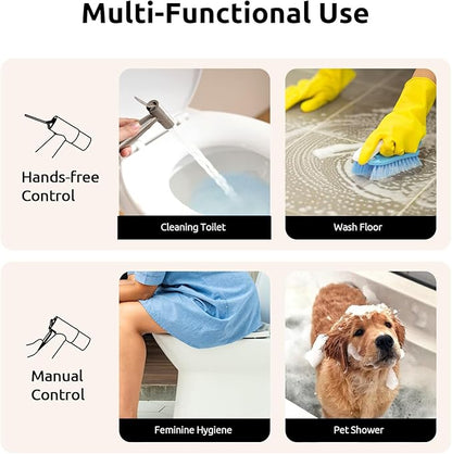 Arofa Hands-Free Handheld Bidet Sprayer for Toilet, Dual Control Mode Spray Handheld Bidet with Adjustable Water Flow, Bidet Toilet Sprayer with Bidet Hose for Feminine Wash