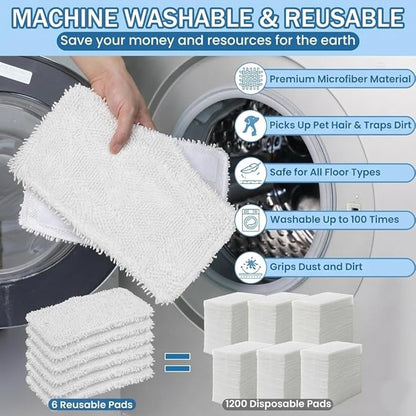 4 Pack Microfiber Steam Mop Pads Replacement for Shark S1000, S3101, S3202, S3250 & S3251 — Reusable Thick Pads for Laminate, Tile, Marble & Sealed Hardwood Floors, Easy Attach Secure Fit