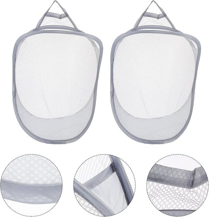 Luxshiny 2pcs Portable Folding Laundry Storage Baskets Breathable Wall-mounted Containers for Dirty Clothes Organization Bedroom and Bathroom