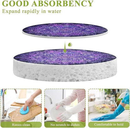 Mandala Kitchen Scrub Sponges, Pop-up Kitchen Cleaning Sponges Reusable Dish Washing Sponges for Bathroom Household Cleaning 3 Pack - Non Scratch Scrubber