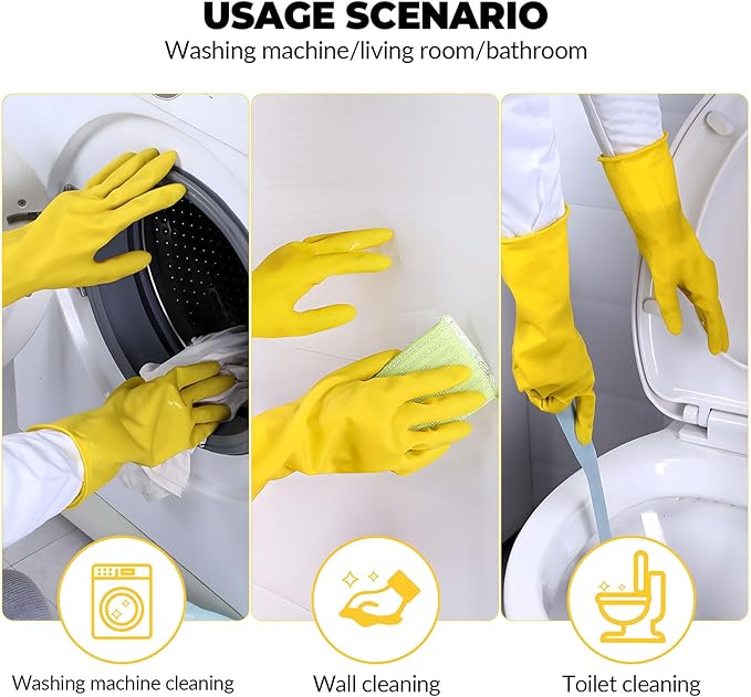 1 pair Reusable Household Gloves, Rubber Dishwashing gloves,Kitchen Cleaning, Working, Painting, Gardening, Pet Care