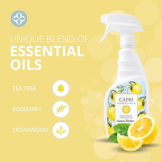 CAPRI ESSENTIALS APC, Household Dust Remover, Kitchen Counter Surface Spray, Removes Grime, Blend of Essential Oils, Lemon Verbena, 23 FL Oz