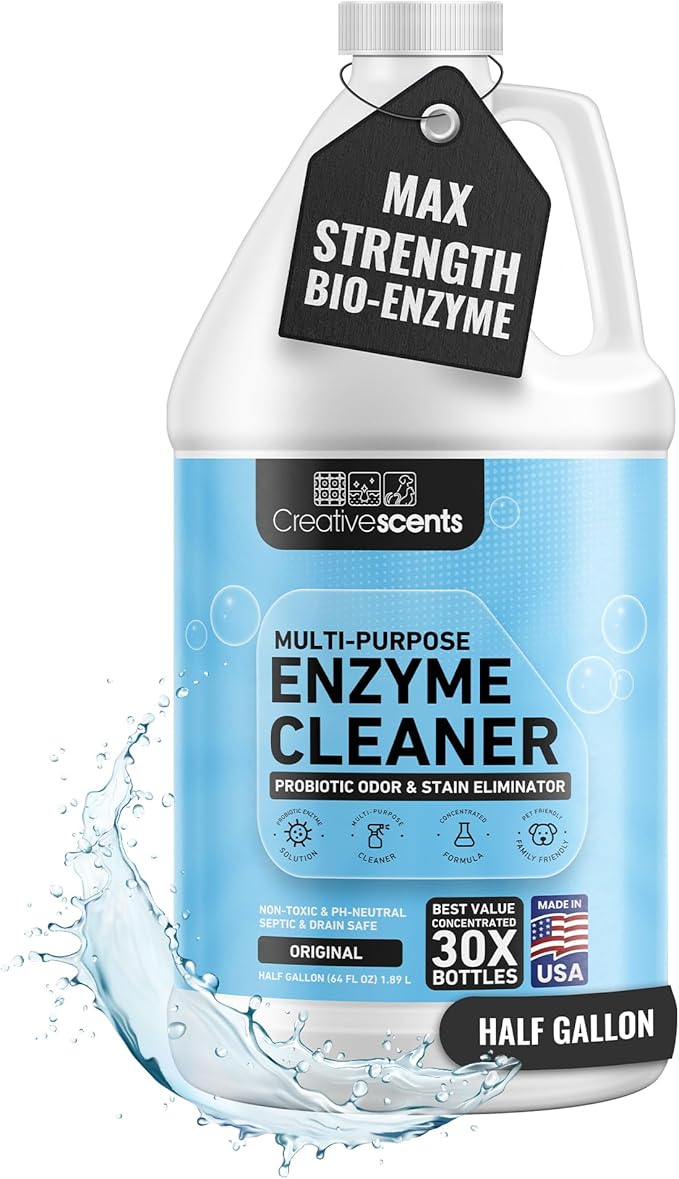Creative Scents Multipurpose Enzyme Cleaner & Odor Remover | Deodorizer for Floor, Carpet, Drain, Pipes | Pet Urine Odor Eliminator | Enzyme Cleaner for Cat Urine & Dog Poop | Half Gallon - Original