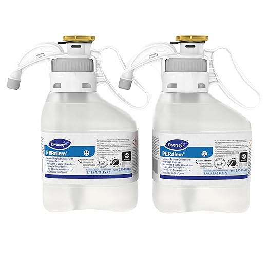 Diversey 95019481 PERdiem General Purpose Cleaner with Hydrogen Peroxide, for Floors, Bathrooms & Hard Surfaces, SmartDose Liquid Concentrate, 1.4-Liter (Pack of 2)