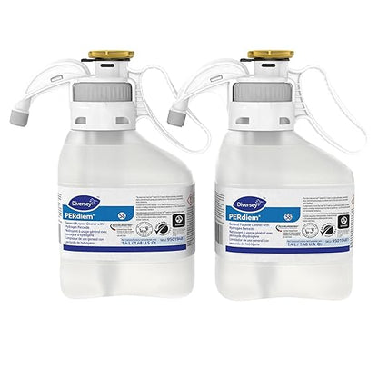 Diversey 95019481 PERdiem General Purpose Cleaner with Hydrogen Peroxide, for Floors, Bathrooms & Hard Surfaces, SmartDose Liquid Concentrate, 1.4-Liter (Pack of 2)