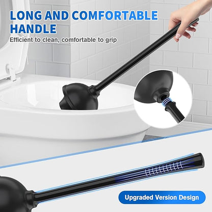 LOVLOY Toilet Plunger and Brush, Silicone Bowl Brush and Heavy Duty Toilet Plunger Set with Ventilated Holder, 2-in-1 Toilet Brush and Plunger Combo for 5.3-inch Toilet Drain Bathroom Cleaning