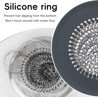 TRAPMATE 2 Pack Bathroom Sink Drain Strainer, 4.4" Fast Drainage Shower Drain Hair Catcher, Anti-Slip Bathtub Drain Hair Catcher, Stainless Steel Shower Drain Cover for Tub, Sink (Patented Product)