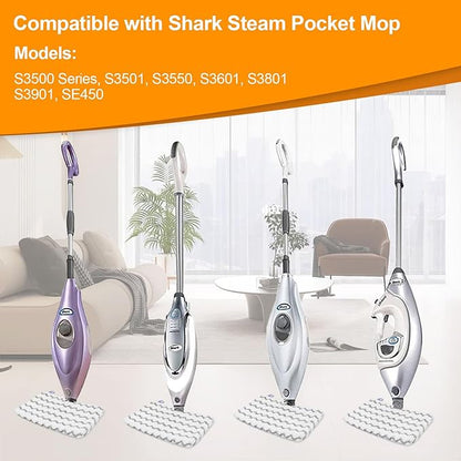 6 Pack Steam Mop Replacement Pads Compatible with Shark Steam Pocket Mop S3501 S3550 S3601 S3801 S3901 SE450 S3601D S3901D, Scrub Microfiber Replacement Pads Refills Reusable