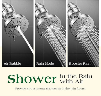 Filtered Shower Head COMBO – for Healthier Skin & Hair | 3 Mode High Pressure Shower Heads with 25-Stage Filtration | Removes 99.947% Chlorine & Heavy Metals | Shower Head with Filters - Chrome