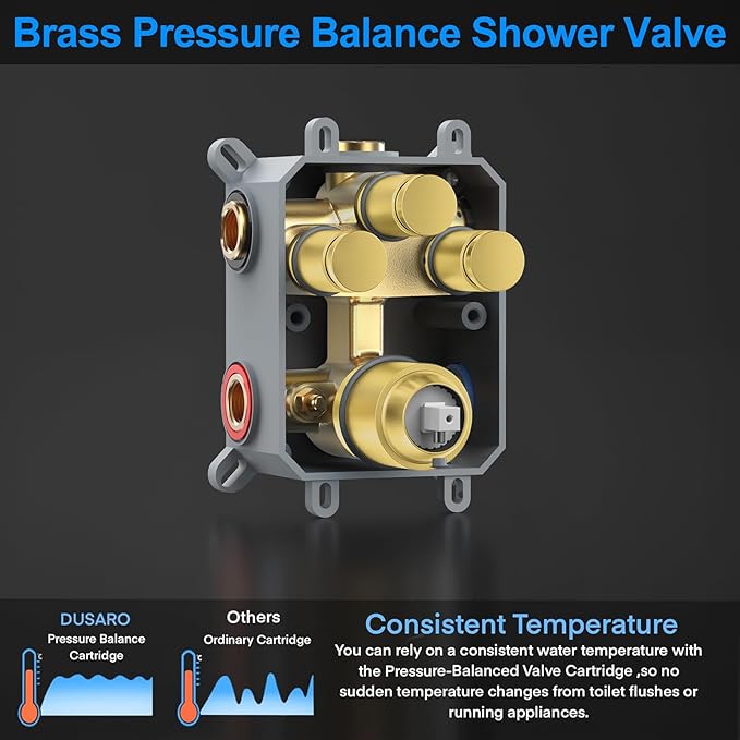 Shower Faucet Set,Brushed Gold Push Button Shower System with Rain Shower and Handheld,Gold Shower Faucet with Valve Ceiling Mount 12 Inch Shower Head and 6 Inch Shower Head with Handheld