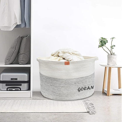 Extra Large Laundry Basket 22" X 22"X 14" XXXL Cotton Rope Woven Basket for Blankets Storage Basket with Handles for Living Room (Beige)