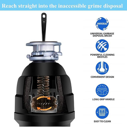 2 Pack Garbage Disposal Cleaner Brush 15" Extra Long Handle for Deep Cleaning Sink and Drain Eliminates Residue, Odor