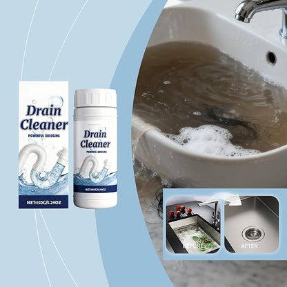 Sink & Drain Cleaner Powder, Fast Foaming for Kitchen, Drain Clog Remover, Bathroom, Toilet Pipes - Removes Grease, Hair & Food Waste (1)