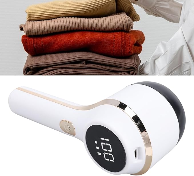 Yoidesu Rechargeable Fabric Shaver,Lint Remover with Digital Display,Electric Portable Sweater Shaver with 3 Speeds,6 Leaf Blades,Remove Pilling from Clothes,Furniture, Couch