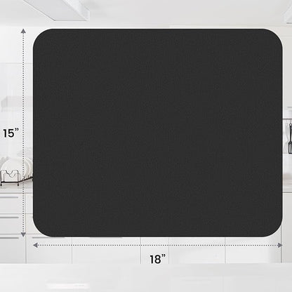 WISELIFE Dish Drying Mat Super Absorbent Drying Mat Large Dish Drying Mats for Kitchen Counter Easy Clean Dish Mat Kitchen Drying Mat15"x 18" Classic Black