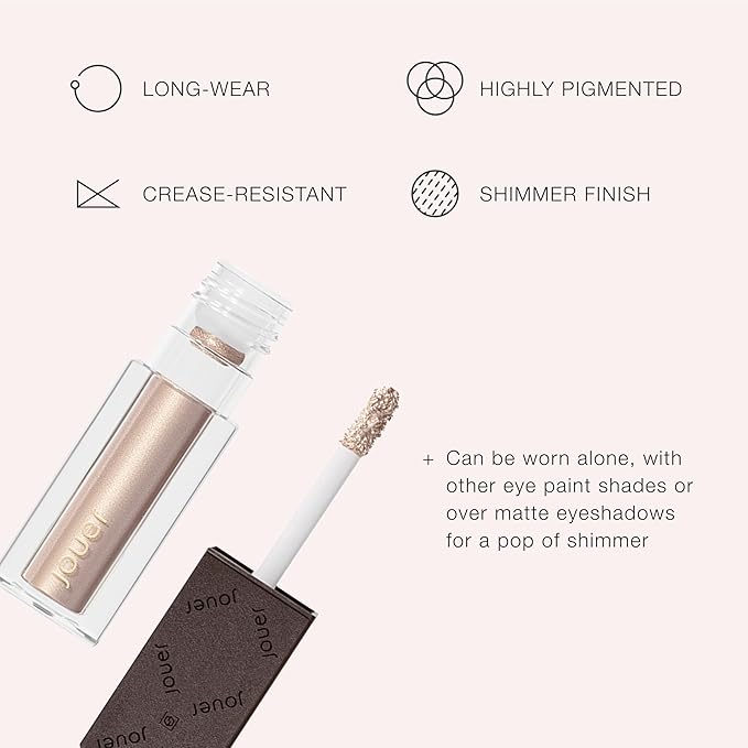 Jouer Paris Lights Eye Paints - Metallic Liquid Eyeshadow - Long Lasting & Crease-Proof Shimmer Cream Eyeshadow - Smooth Chrome Finish, Lumiere