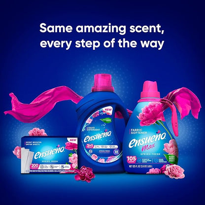 Ensueño Liquid Fabric Softener, Spring Fresh | 2 Pack | 125 fl oz | 123 Loads | Color-Safe