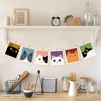 Morigins Cute Cat Swedish Dish Clothes Pack of 6, Reusable, Absorbent Hand Towels for Kitchen, Bathroom and Cleaning Counters Cellulose Sponge Cloth