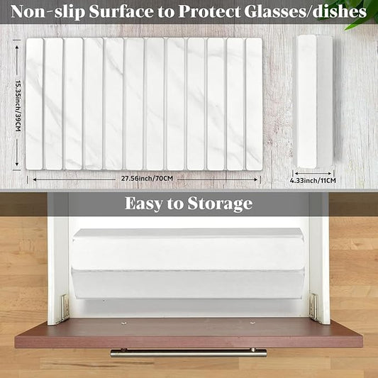 Large Stone Dish Drying Mats for Kitchen Counter, 28"(L)×16"(W) Marble-Pattern, Fast Drying Collapsible Dish Drying Mat, Eco-Friendly Absorbent Diatomaceous Earth Mats for Match Countertop