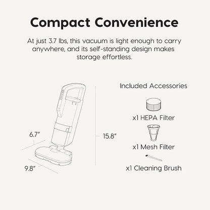 IRIS USA Handheld Corded Mattress Vacuum Cleaner, Dust Sensor, 120V, Pet Hair Remover, 6,500 BPM Agitator, Cyclonic HEPA Filter Sofas, and Upholstery, White